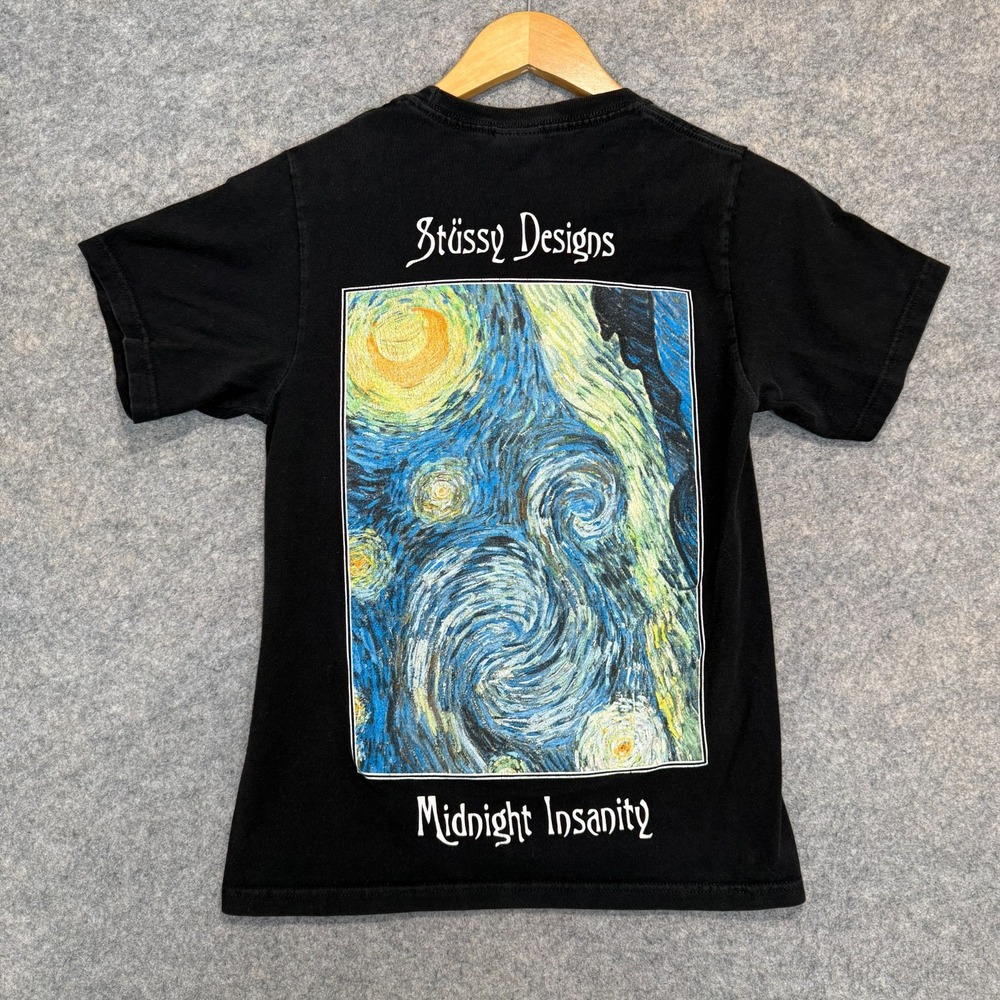 Vintage Stussy Midnight Insanity Tee Shirt‎ Womens XS Paint Art Abstract Skater